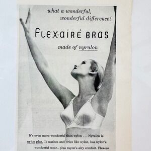 1949 Flexaire Bras‎ - Woman wearing bra Arms Overhead - Original Retro PRINT AD